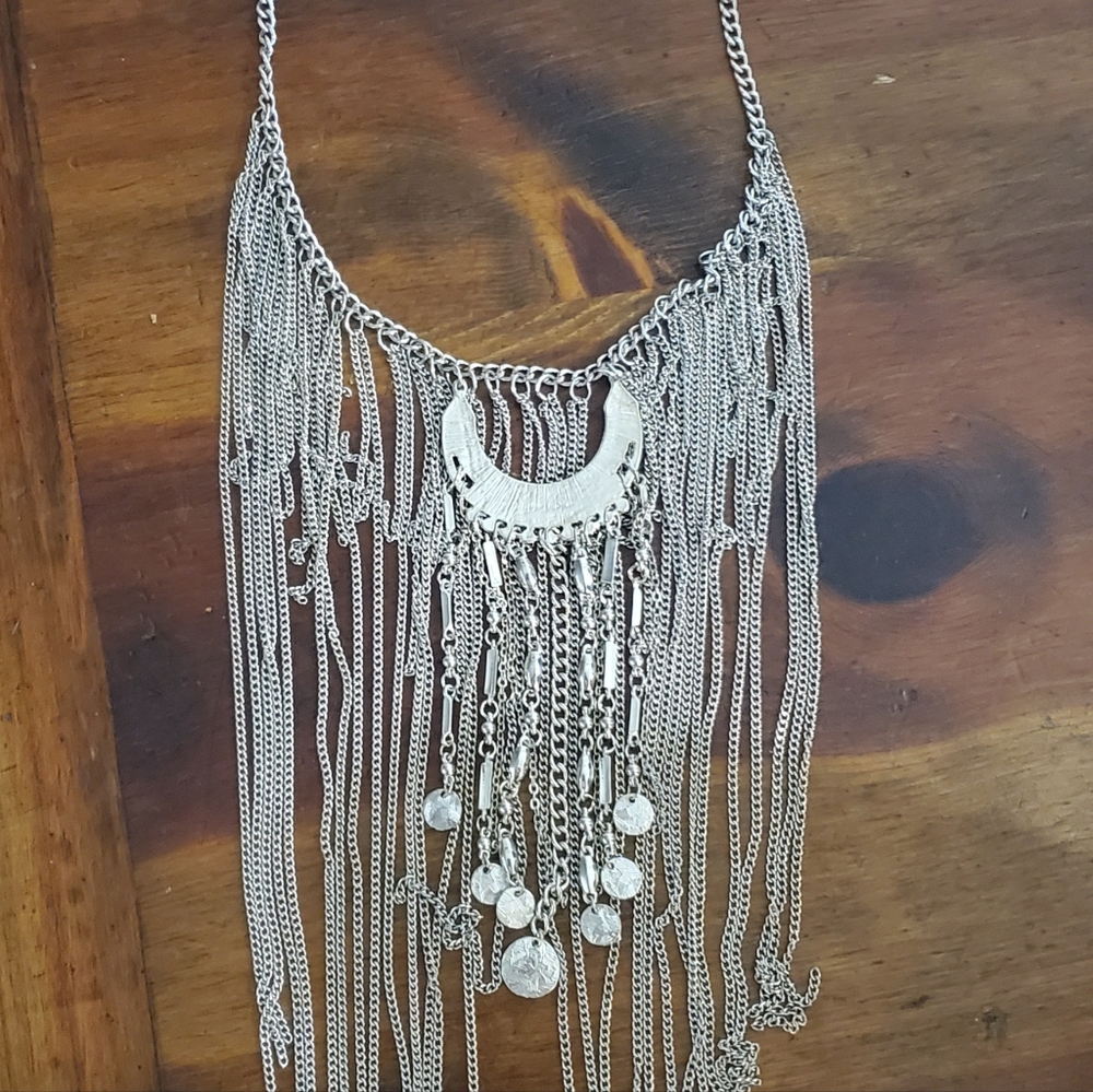 Very Large Silver Statement Necklace - image 3